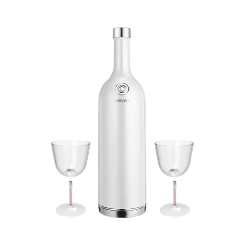 Carivino All-In-One Insulated Wine Bottle with Glasses- Pearl