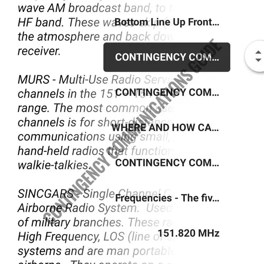 Contingency Communications - Primary, Alternate, & Emergency Contact Options