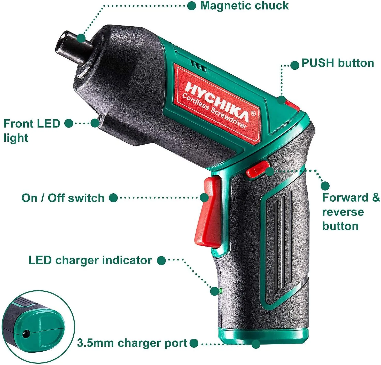 Cordless Screwdriver 6Nm torque, 3.6V,  2000mAh Battery with 20 Accessories