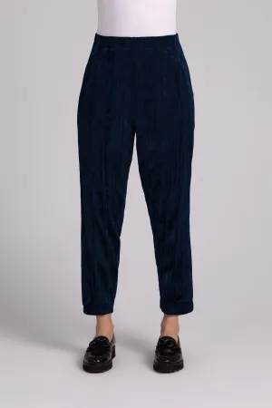 Crinkle Velvet Half Cuff Jogger Pant | Navy