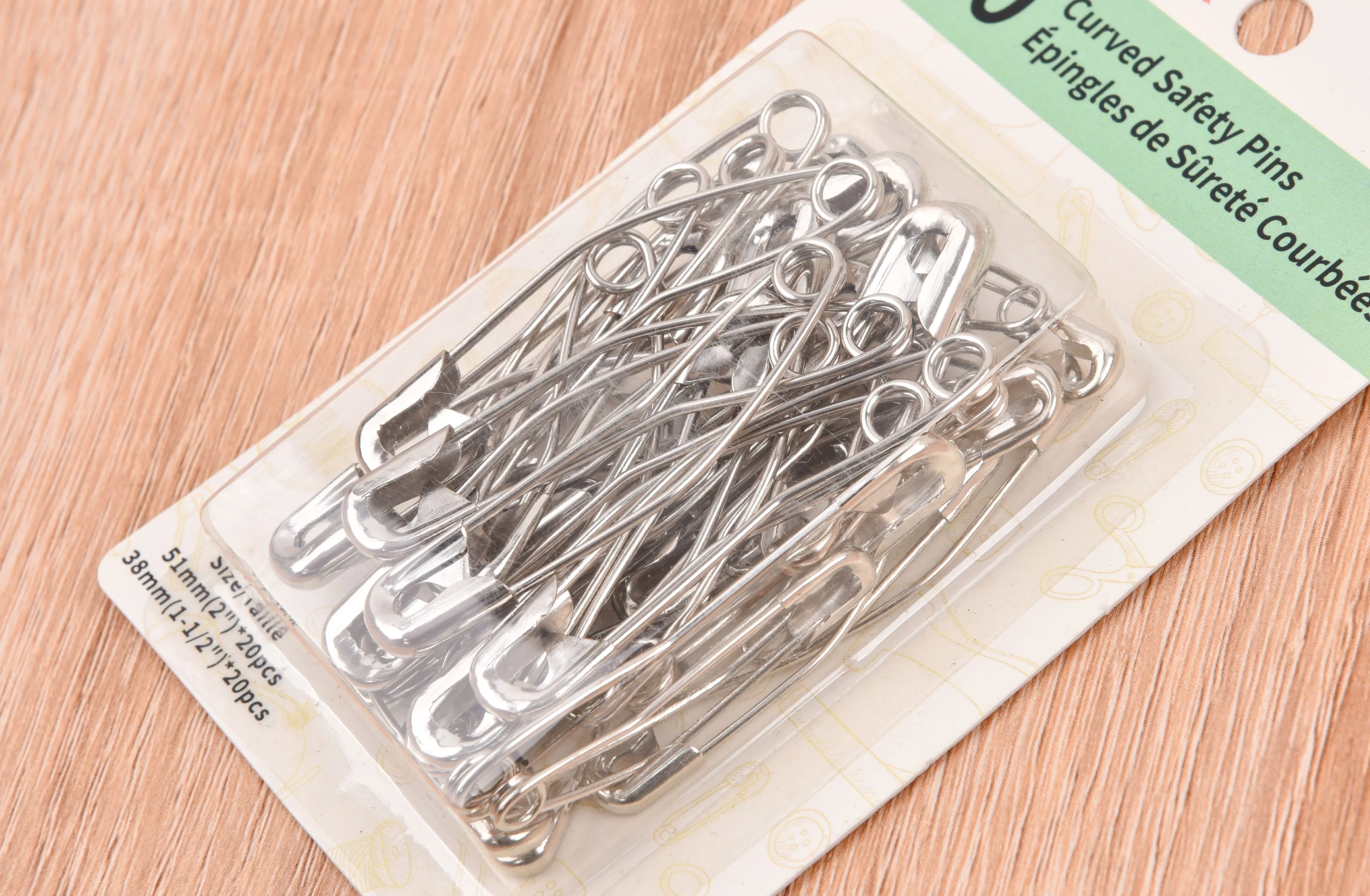 Curved Safety Pins, 40pcs Pack