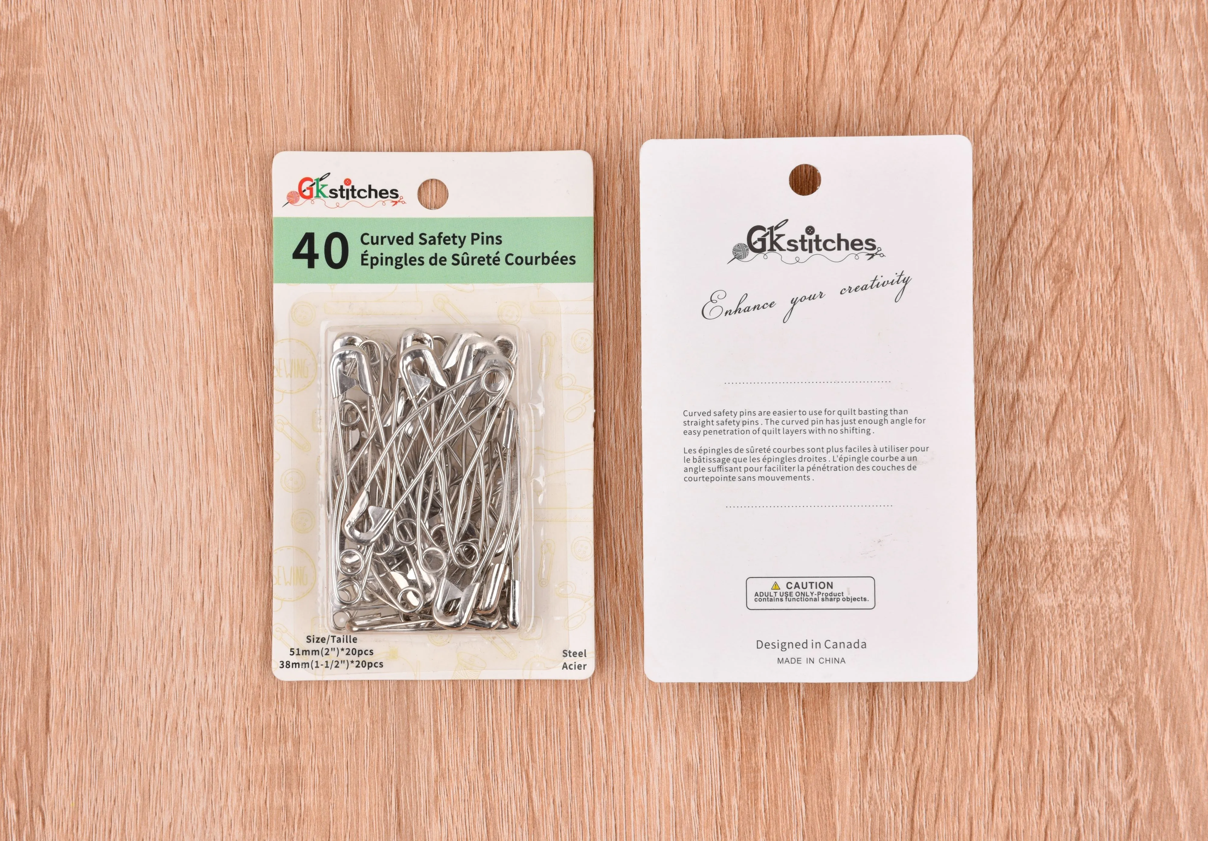 Curved Safety Pins, 40pcs Pack