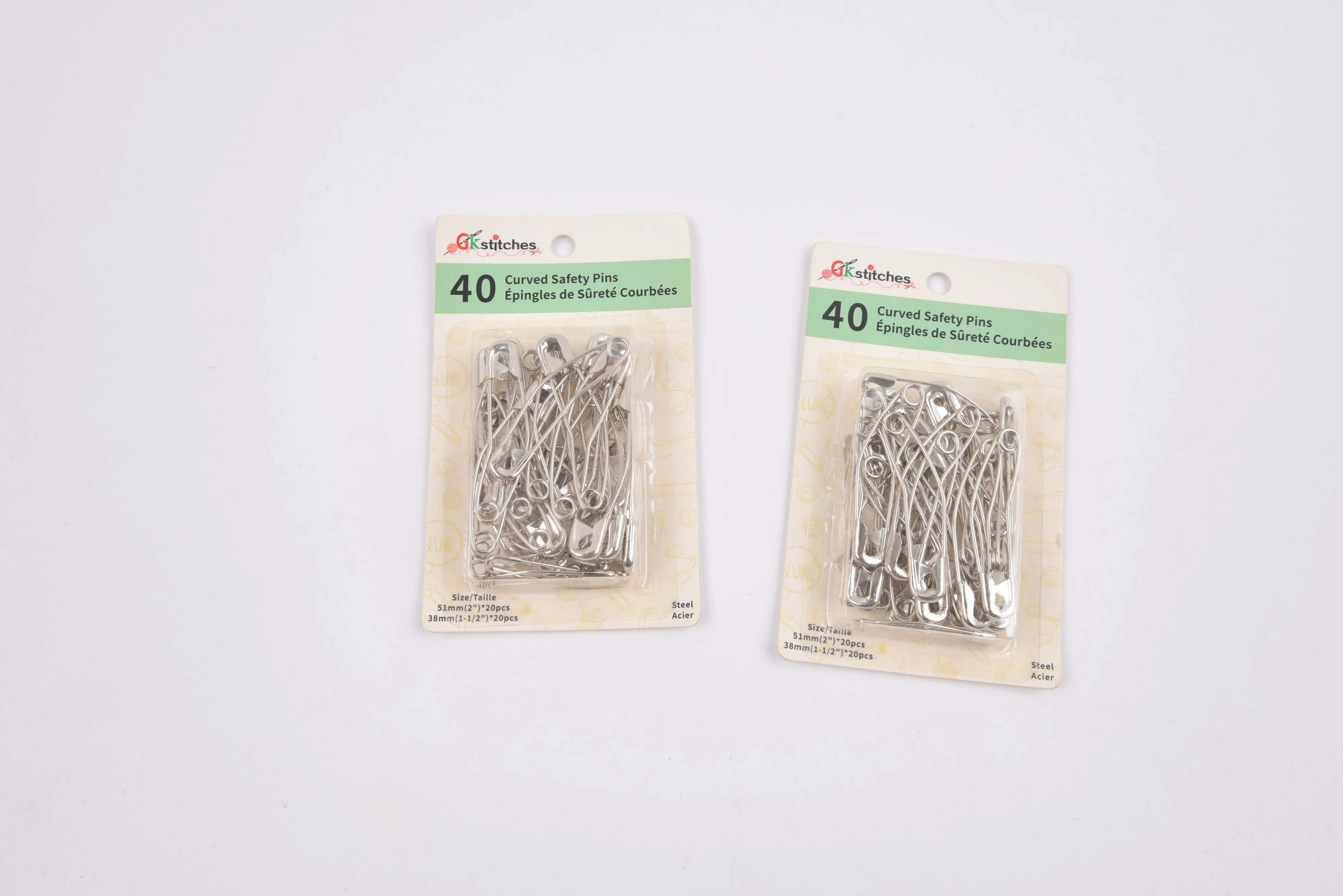 Curved Safety Pins, 40pcs Pack