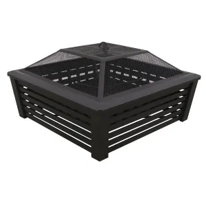 Dellonda DG43 35" Black Square Outdoor Fire Pit