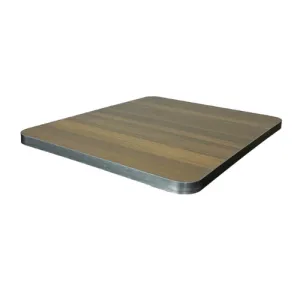 Eco Terrace Ceramic Walnut Finish Metal Edge Restaurant Table Outdoor-Indoor