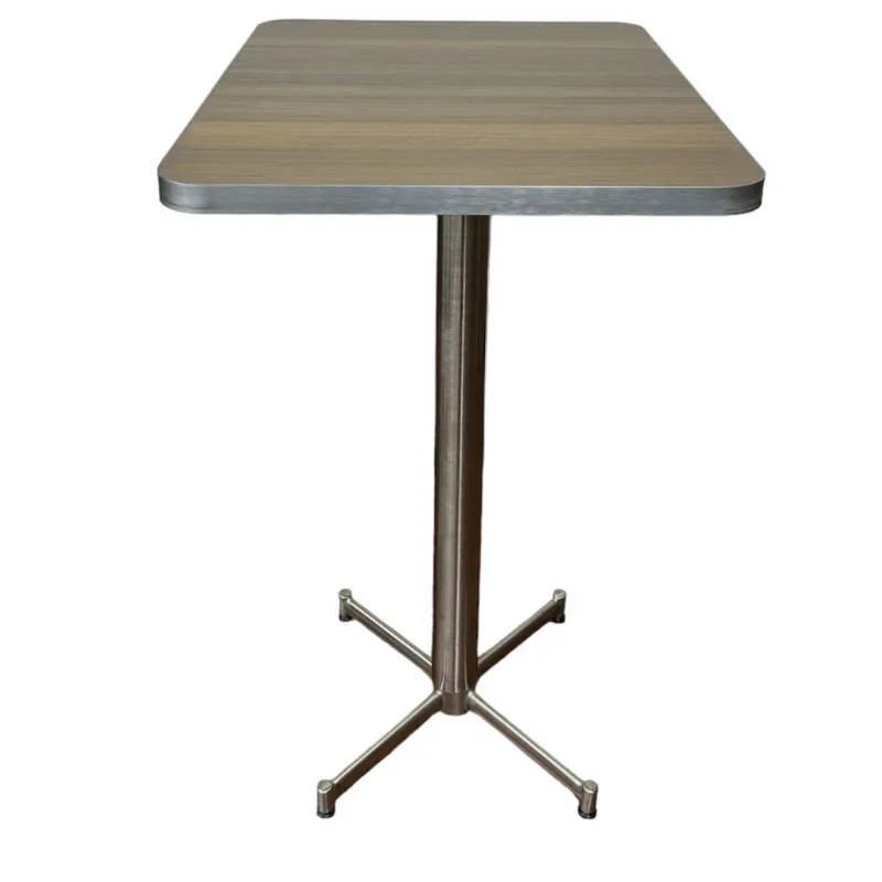 Eco Terrace Ceramic Walnut Finish Metal Edge Restaurant Table Outdoor-Indoor