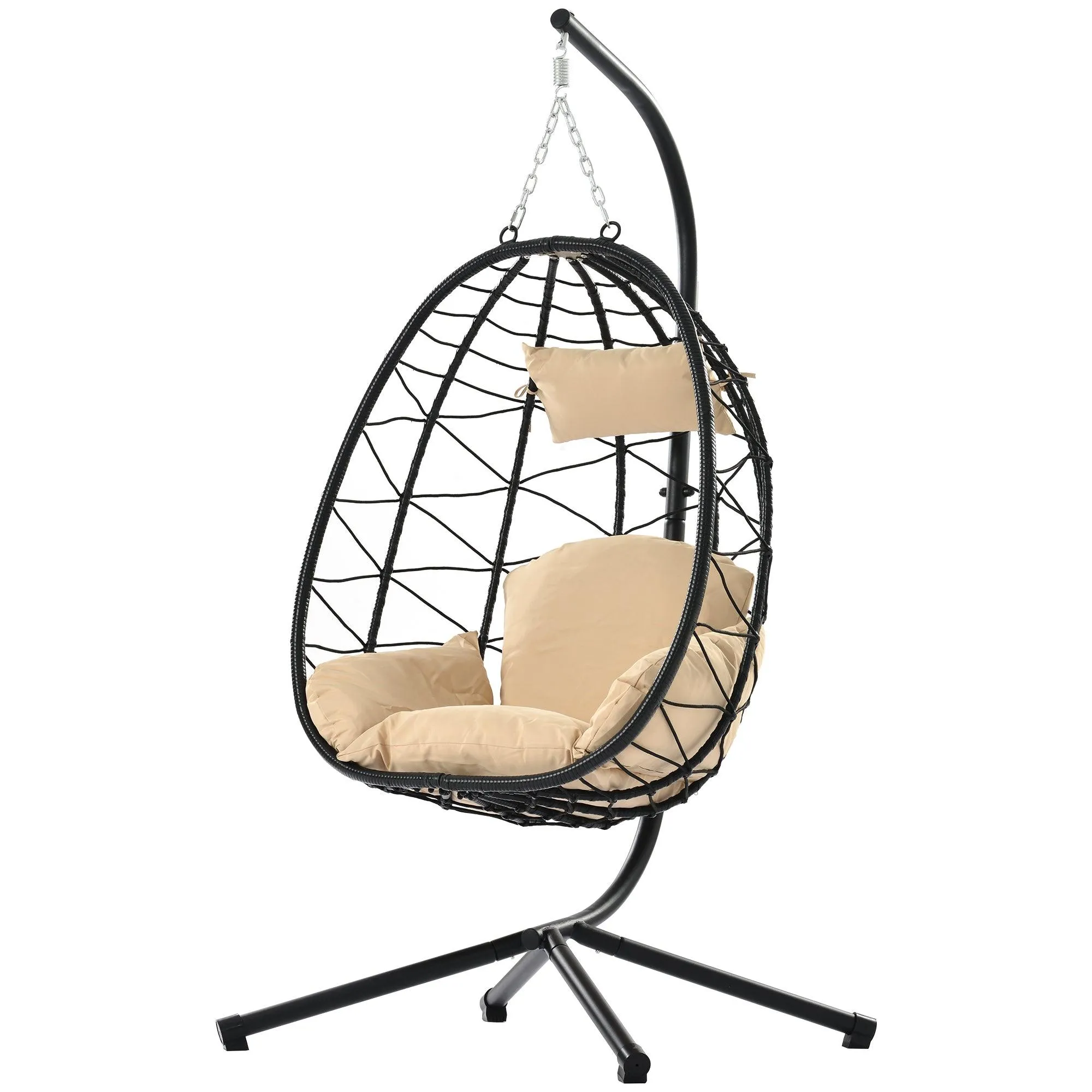 Egg Chair with Stand, Wicker Hanging Basket Hammock for Indoor/Outdoor Use