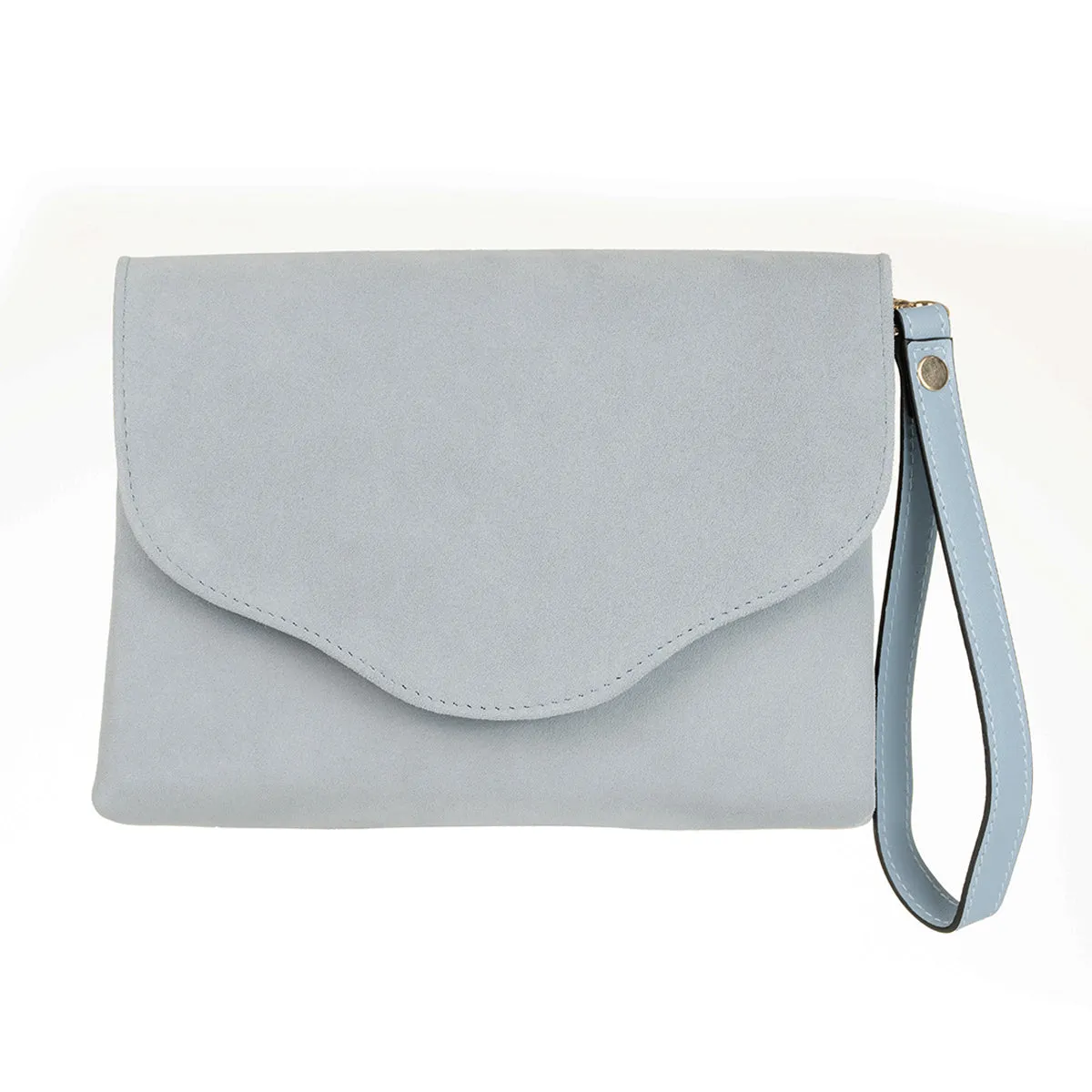 Ellie Clutch Bag - Pale Blue Suede