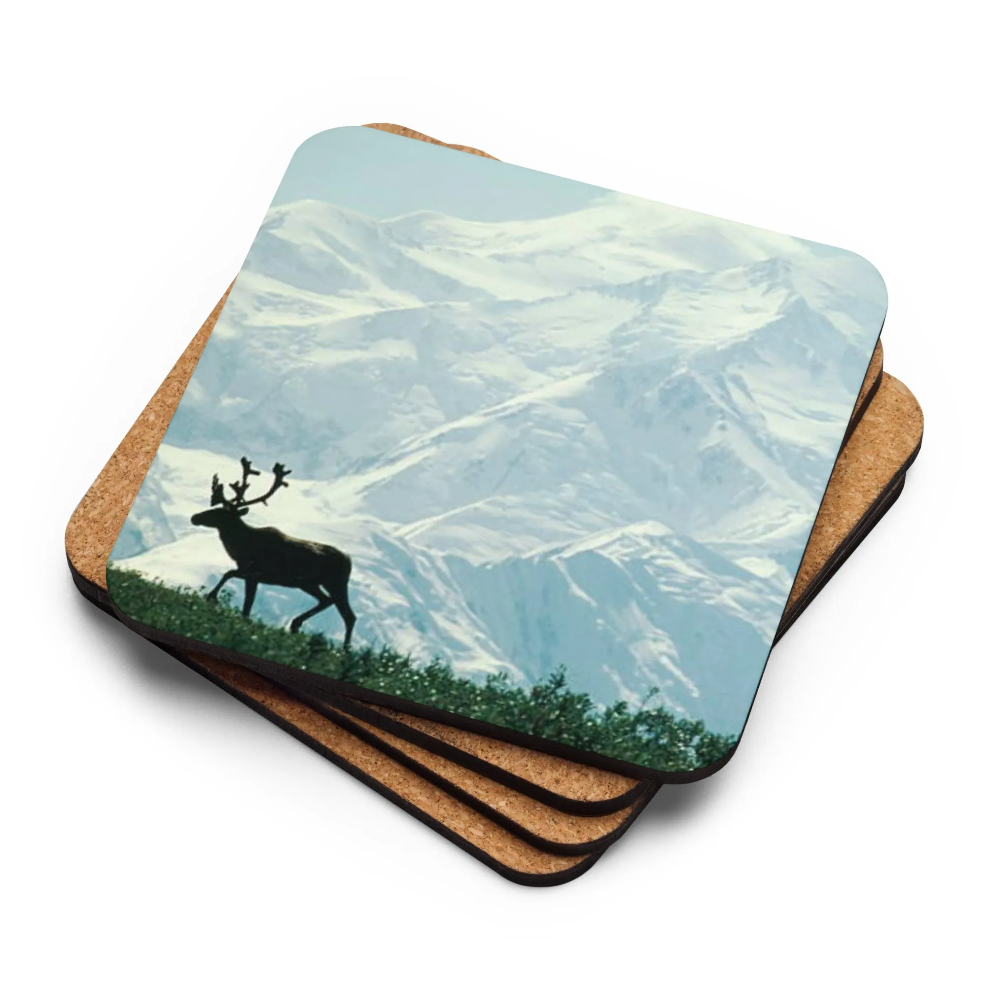 Gloss Coated Cork Backed Coaster - Mountain Range