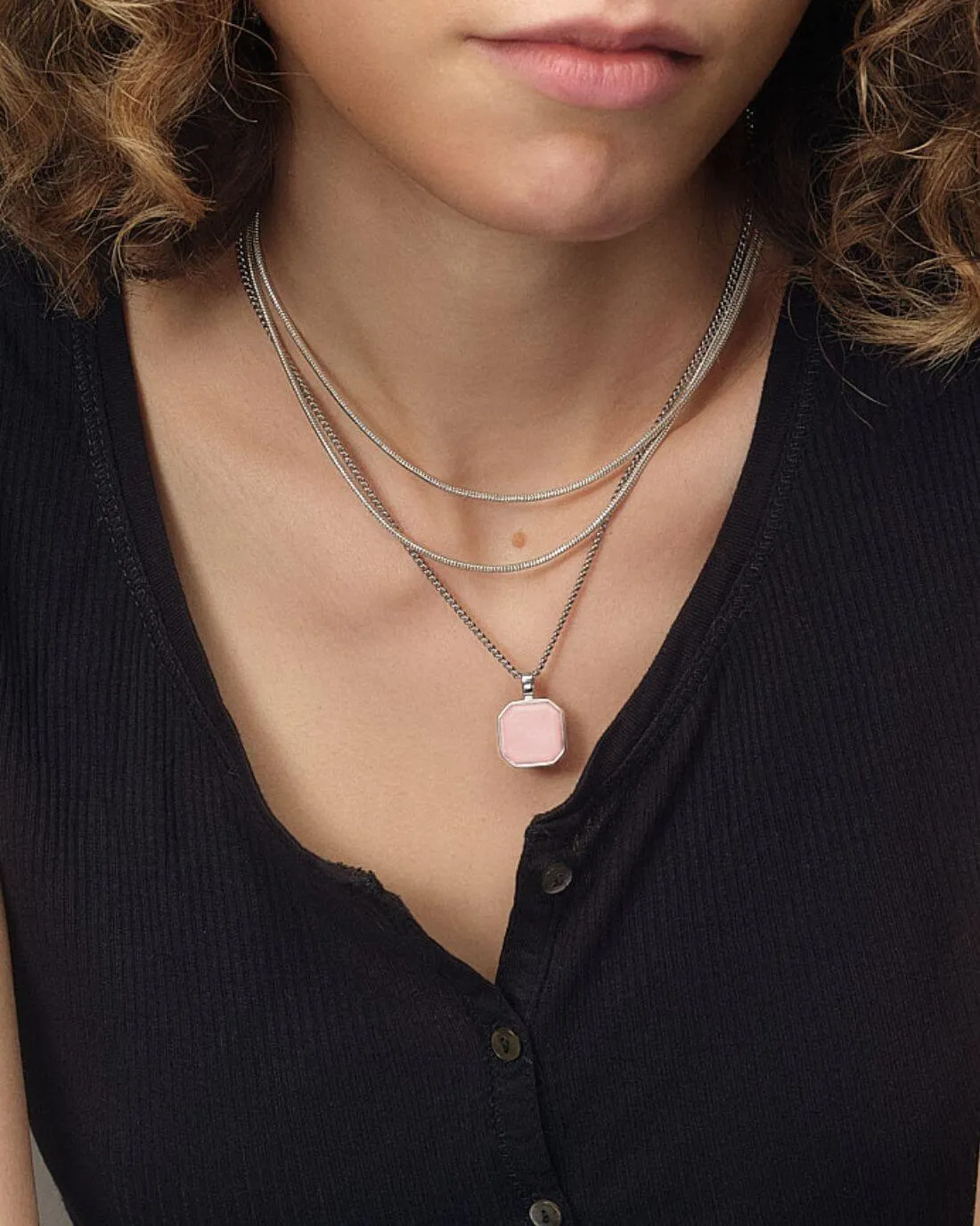 Halskette - Pink Jasper - Silber - Für Sie