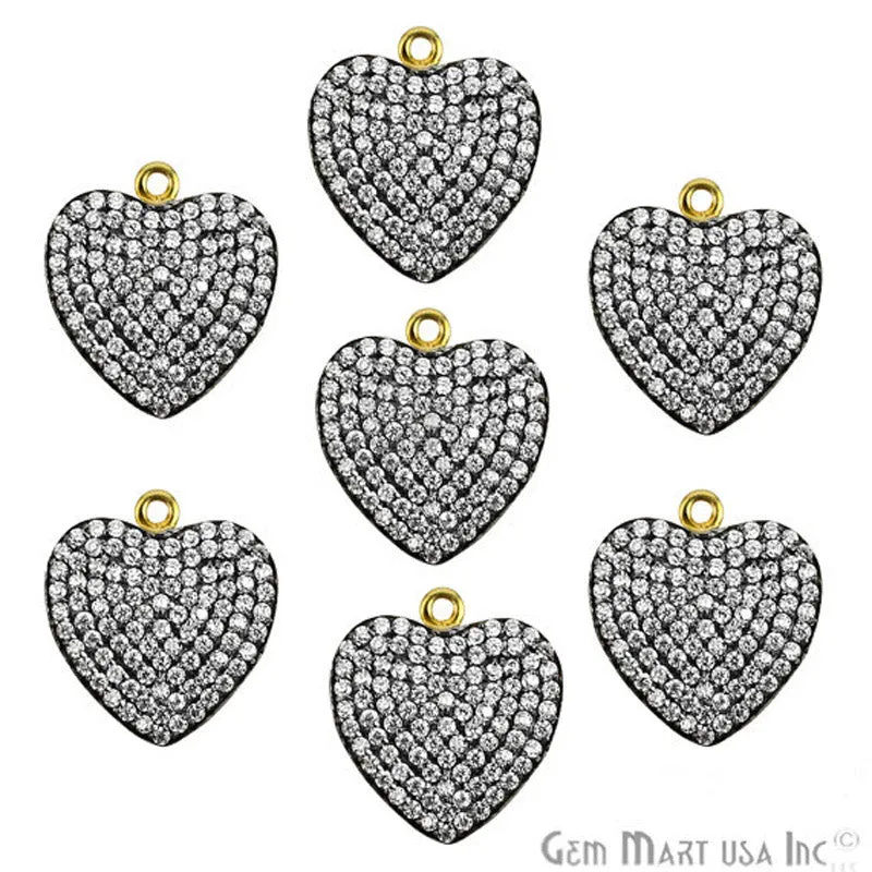 'Heart' CZ Pave Gold Vermeil Charm for Bracelet & Pendants