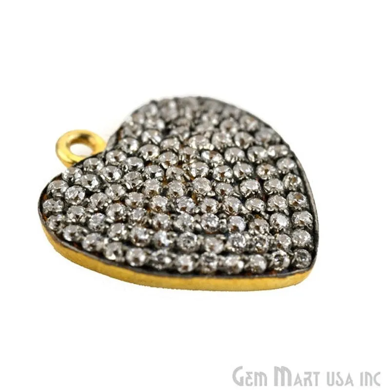 'Heart' CZ Pave Gold Vermeil Charm for Bracelet & Pendants