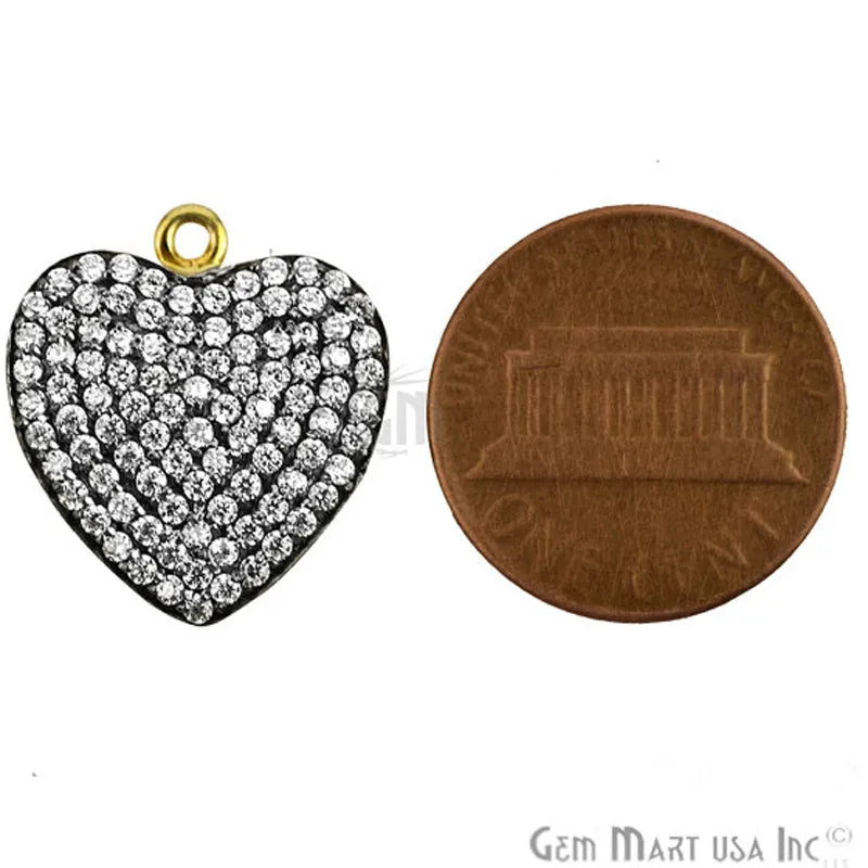 'Heart' CZ Pave Gold Vermeil Charm for Bracelet & Pendants