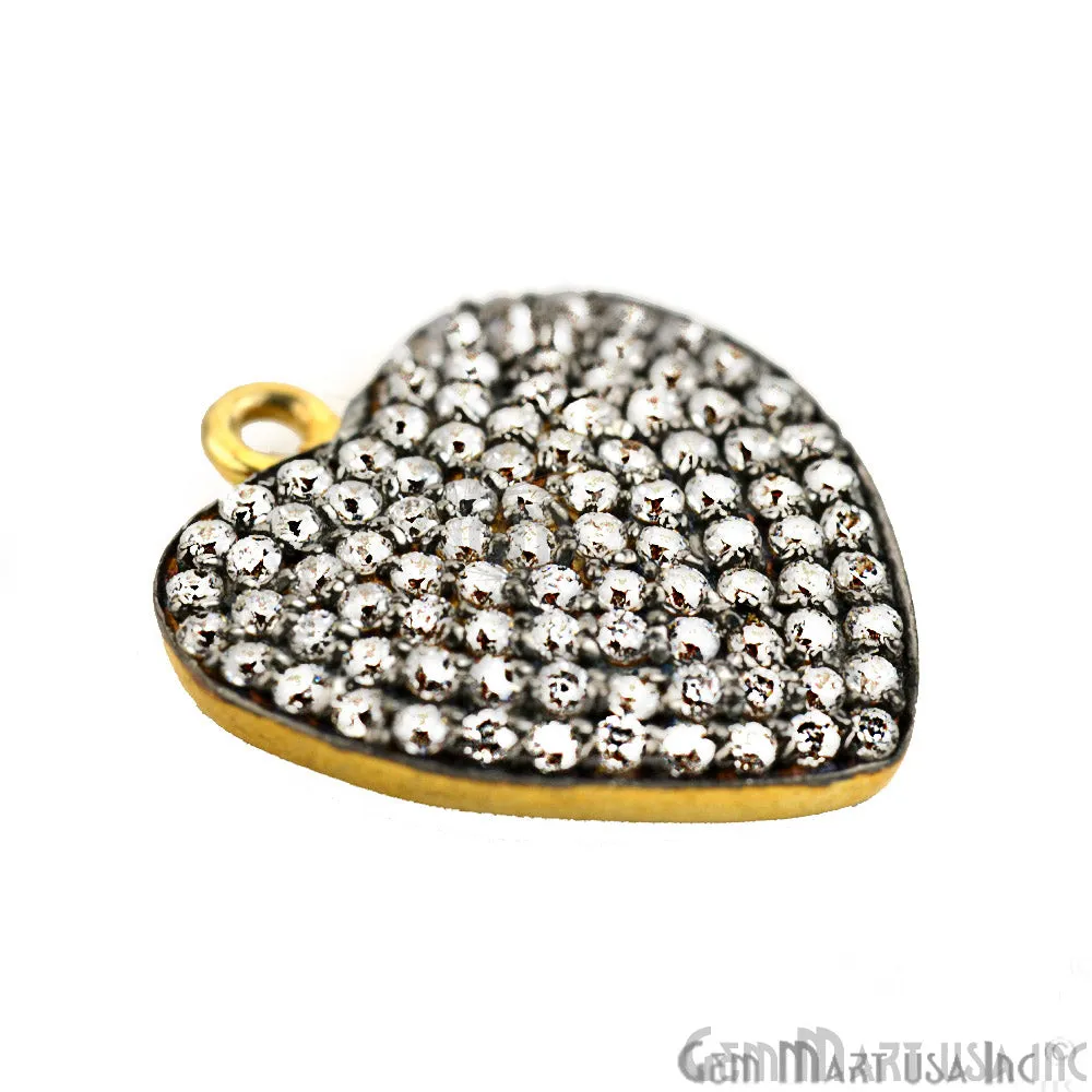 'Heart' CZ Pave Gold Vermeil Charm for Bracelet & Pendants