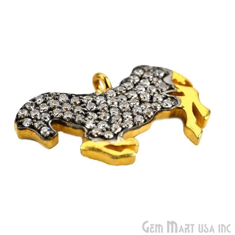 'Horse' CZ Pave Gold Vermeil Charm for Bracelet & Pendants