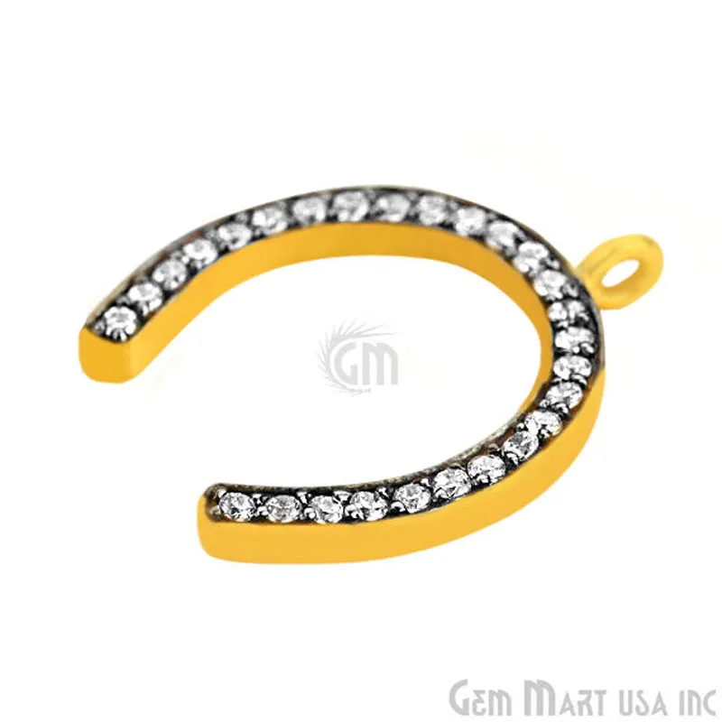 'Horseshoe' CZ Pave Gold Vermeil Charm for Bracelet & Pendants