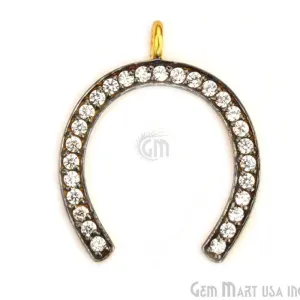 'Horseshoe' CZ Pave Gold Vermeil Charm for Bracelet & Pendants