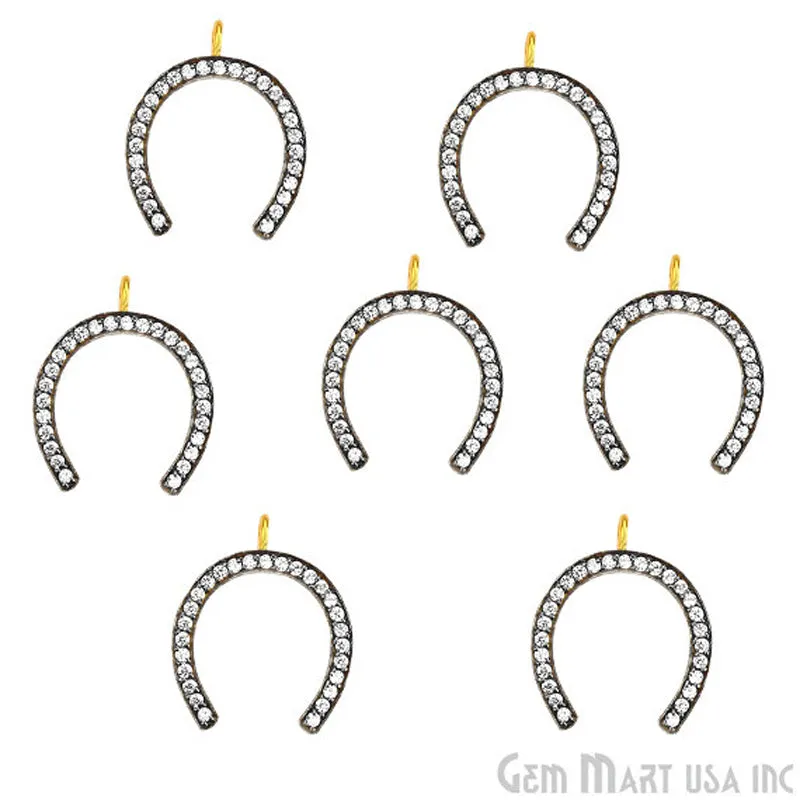 'Horseshoe' CZ Pave Gold Vermeil Charm for Bracelet & Pendants