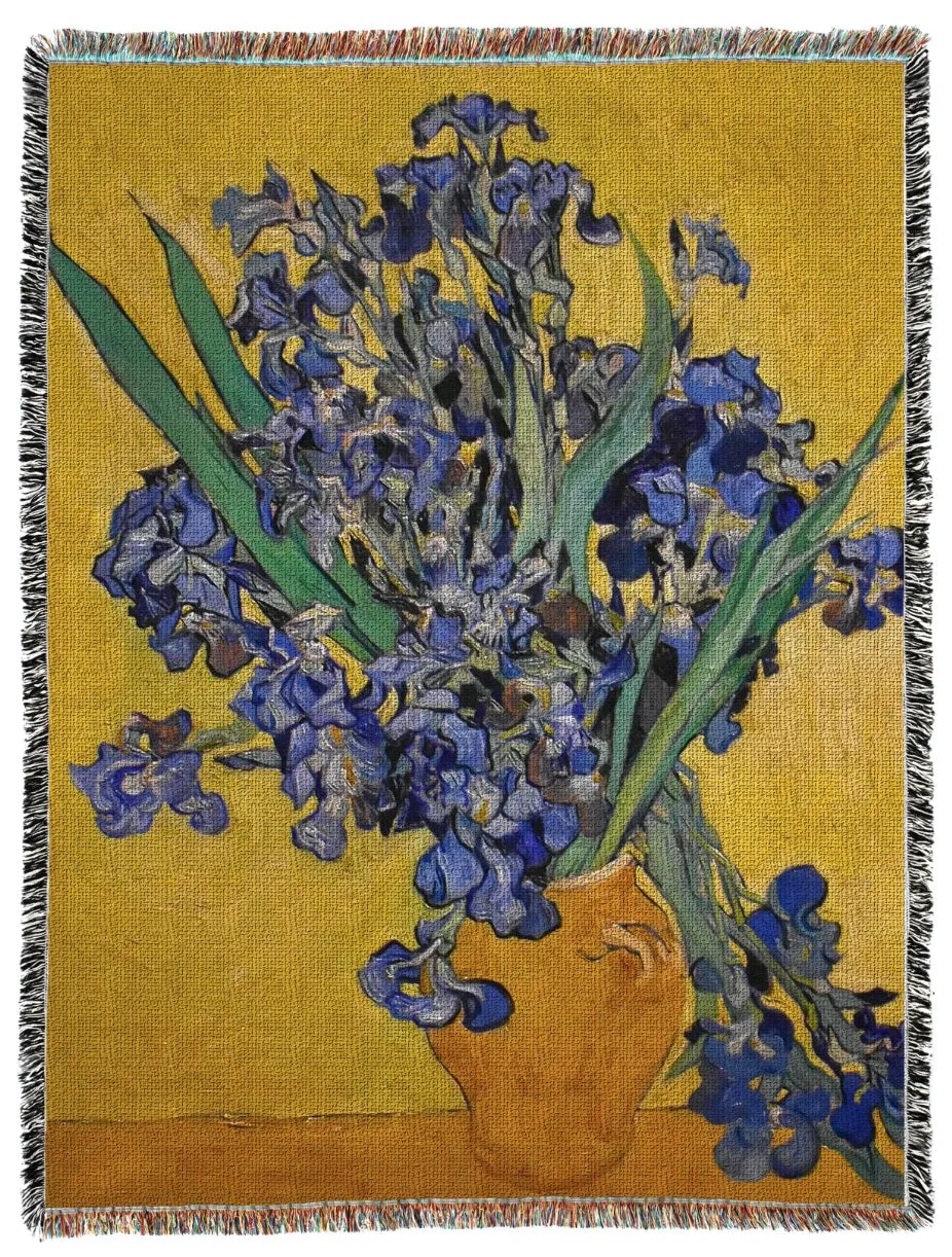 Irises by Vincent van Gogh Oversized Woven Tapestry Blanket