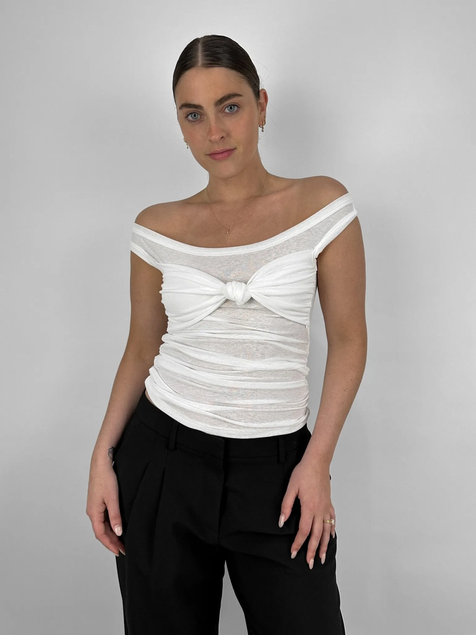 Knotted Chest Off The Shoulder Tank