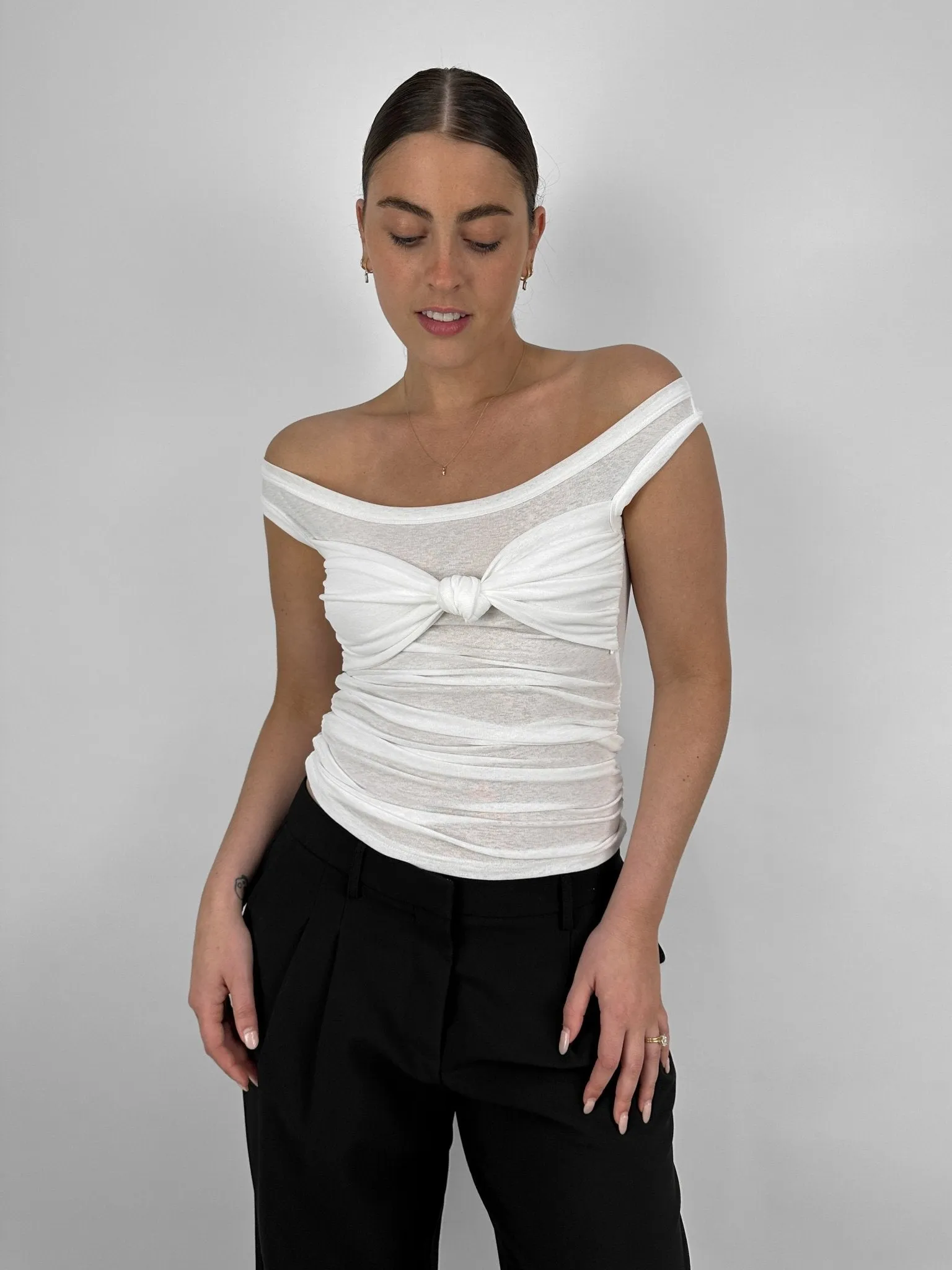 Knotted Chest Off The Shoulder Tank