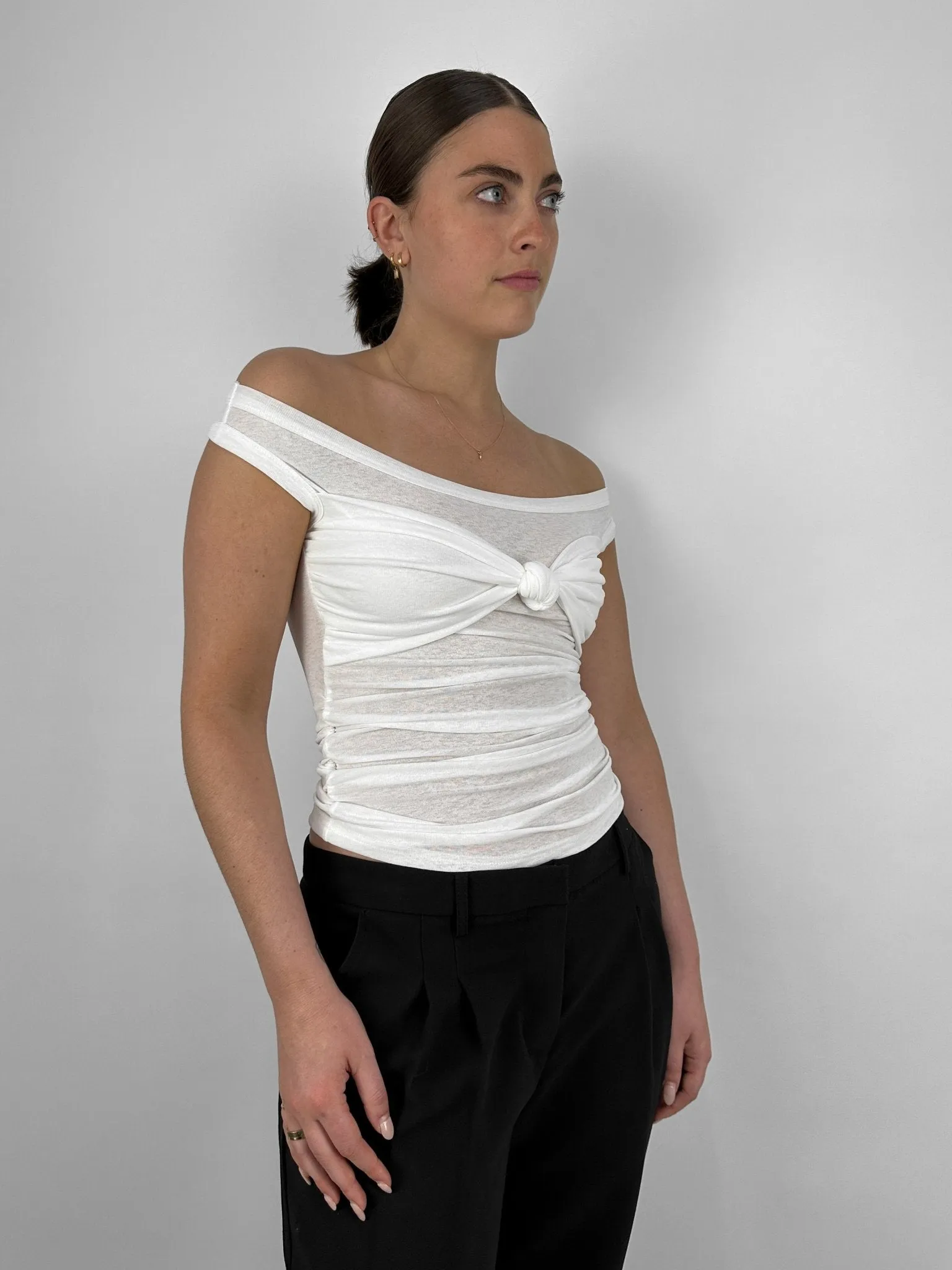 Knotted Chest Off The Shoulder Tank