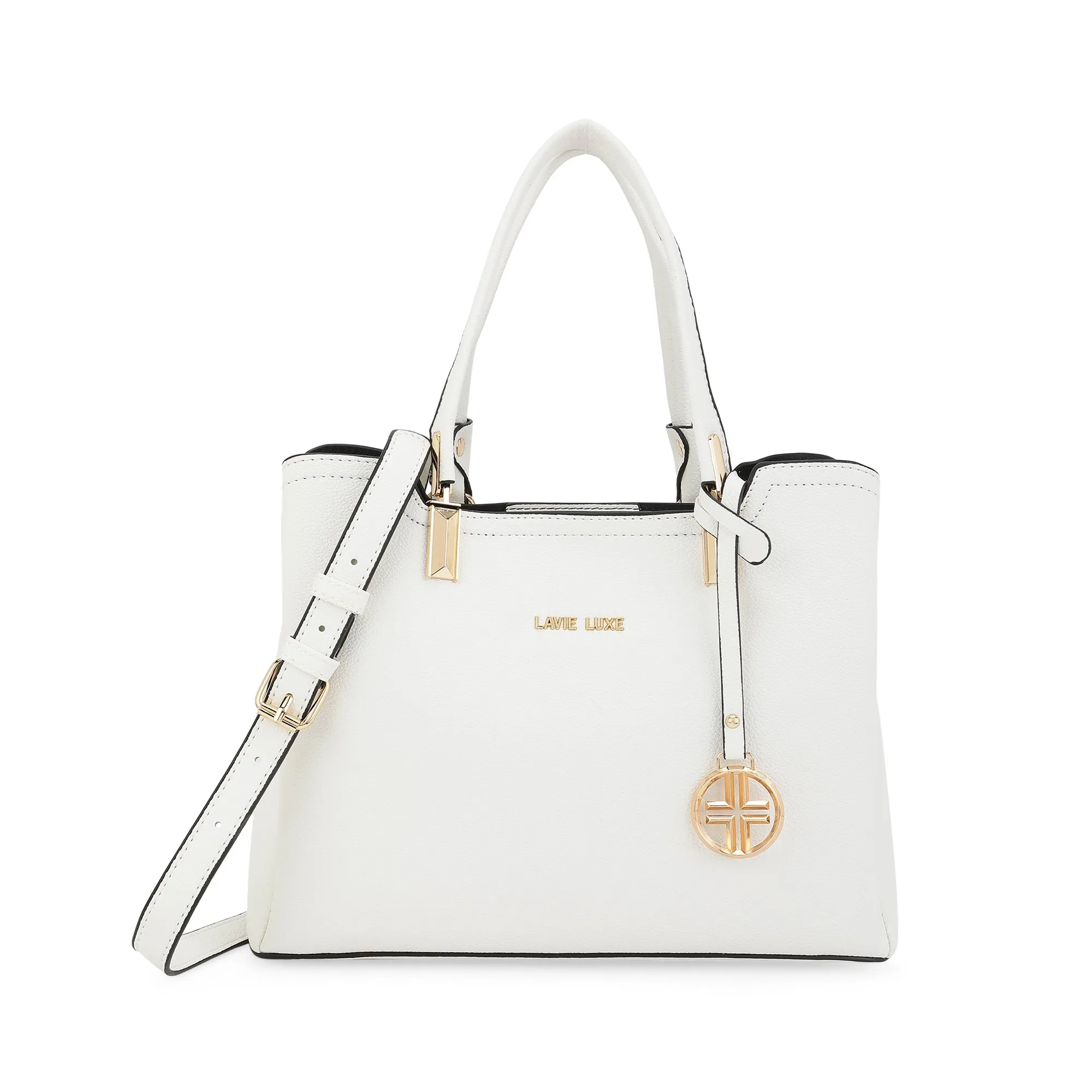 Lavie Luxe Azura Off White Medium Women's 3 Compartment Satchel