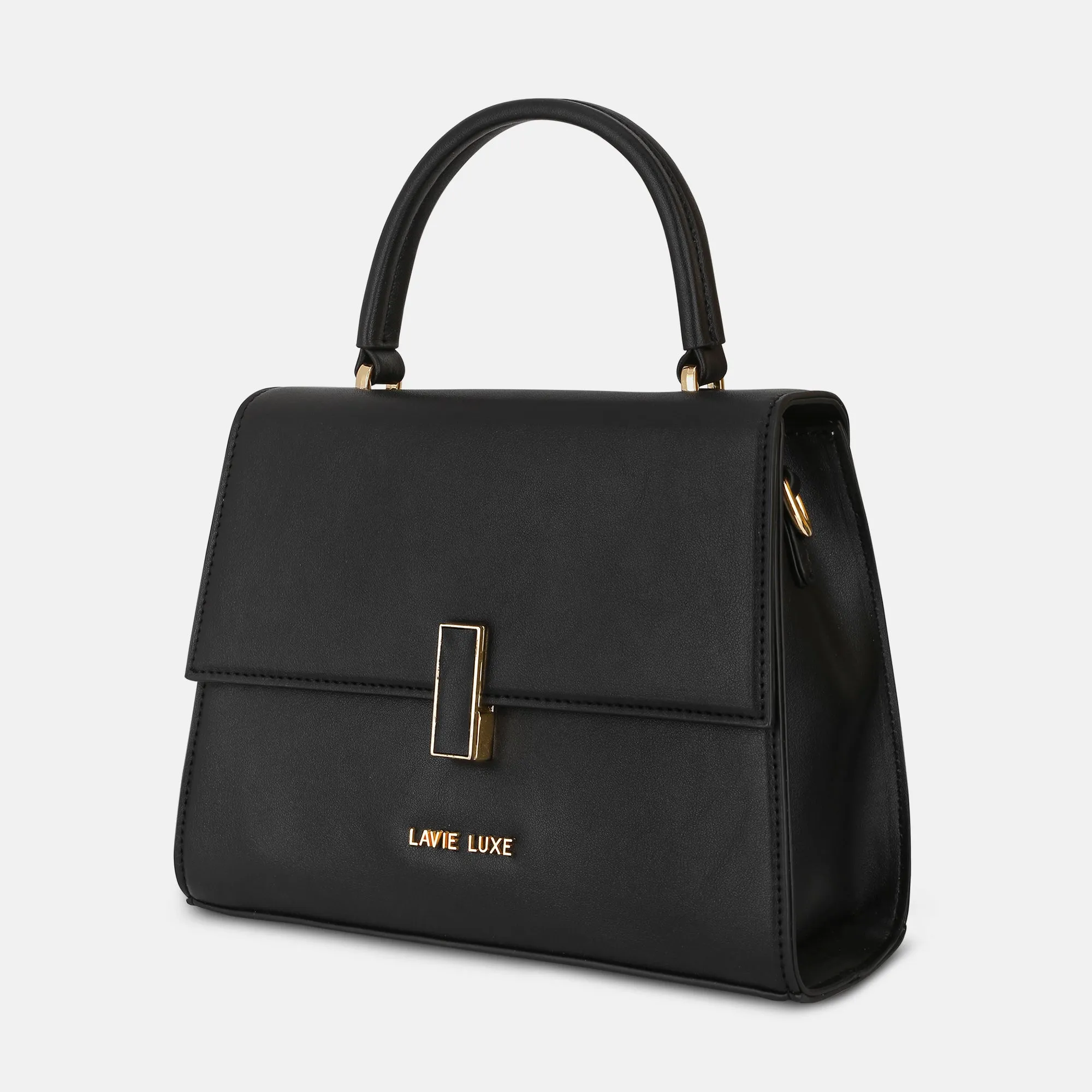 Lavie Luxe Merci Black Small Women's Flap Satchel