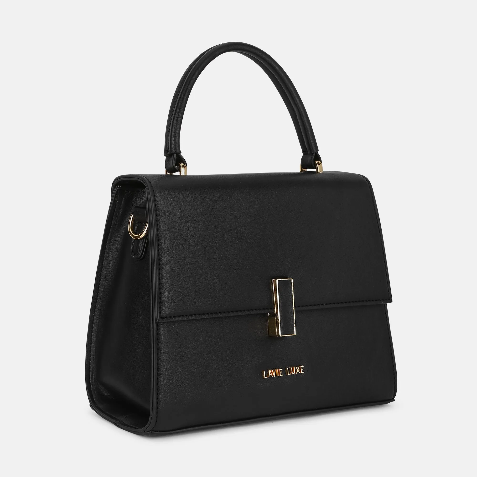 Lavie Luxe Merci Black Small Women's Flap Satchel