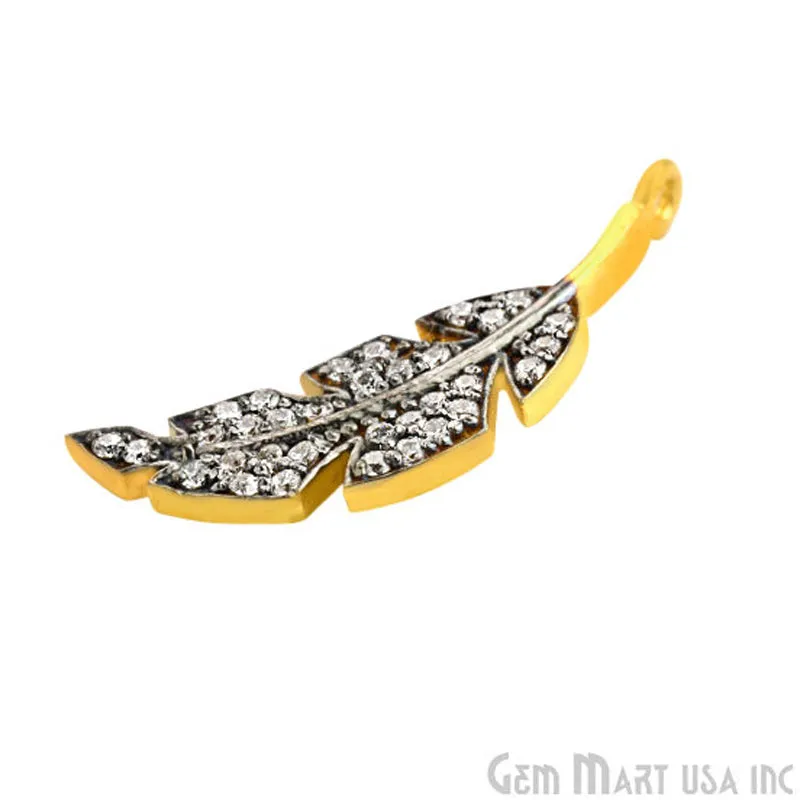 'Leaf' CZ Pave Gold Vermeil Charm for Bracelet & Pendants