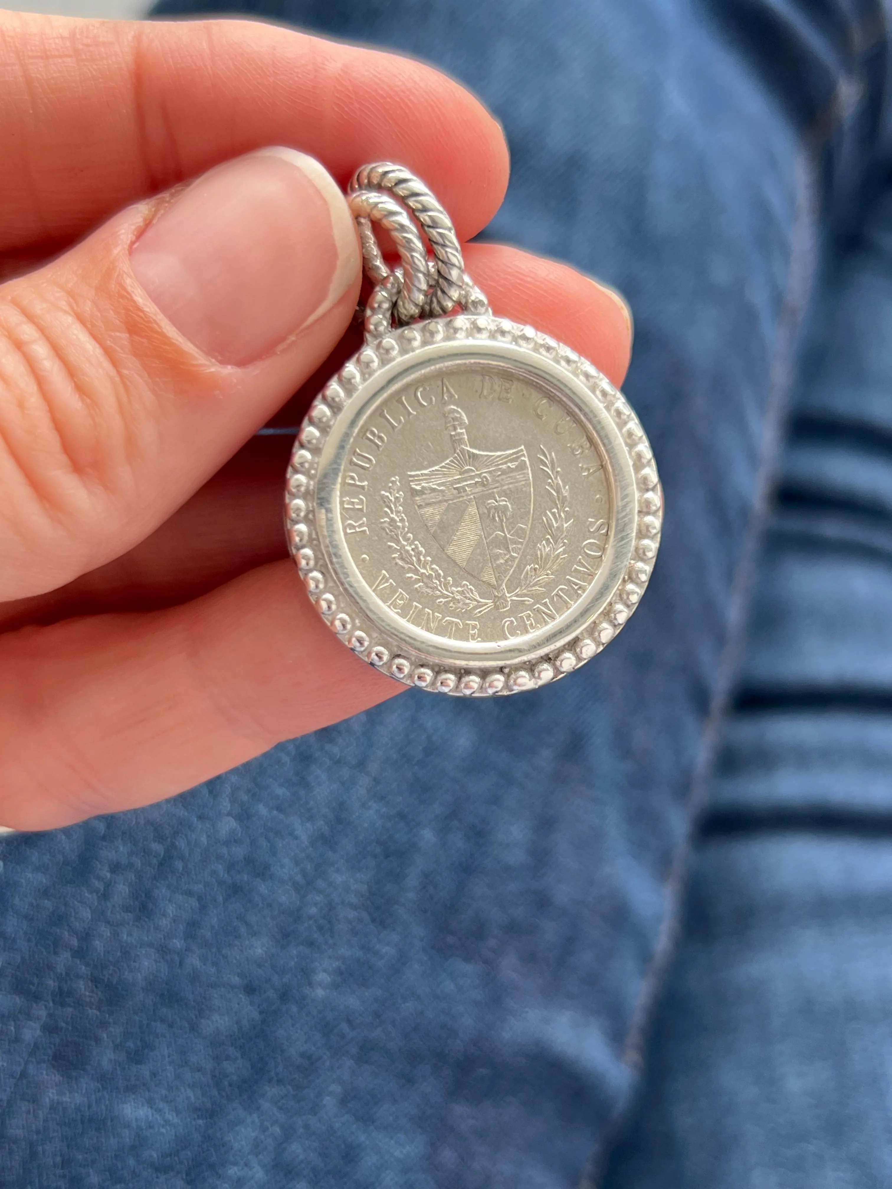 Medium Size Crest on Beaded Bezel Necklace on Freshwater Pearls