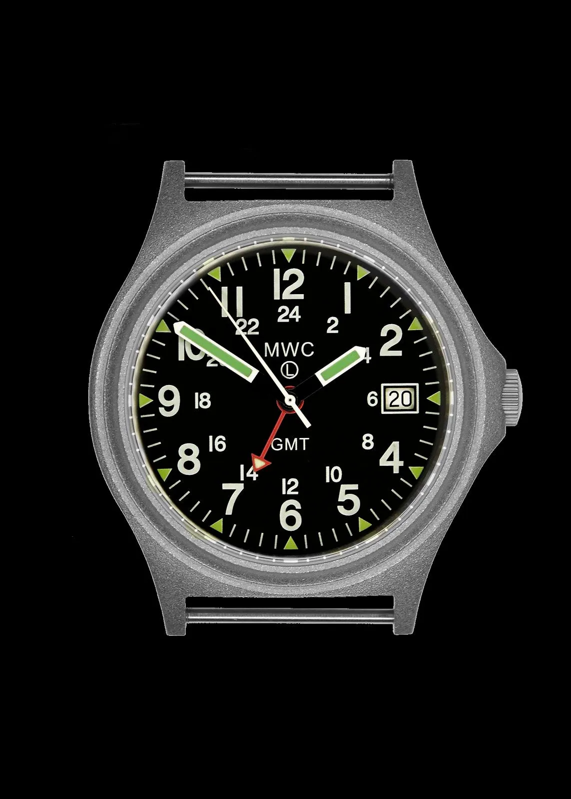 MWC GMT (Dual Time Zone) Water resistant Military Watch in Stainless Steel Case with Screw Crown