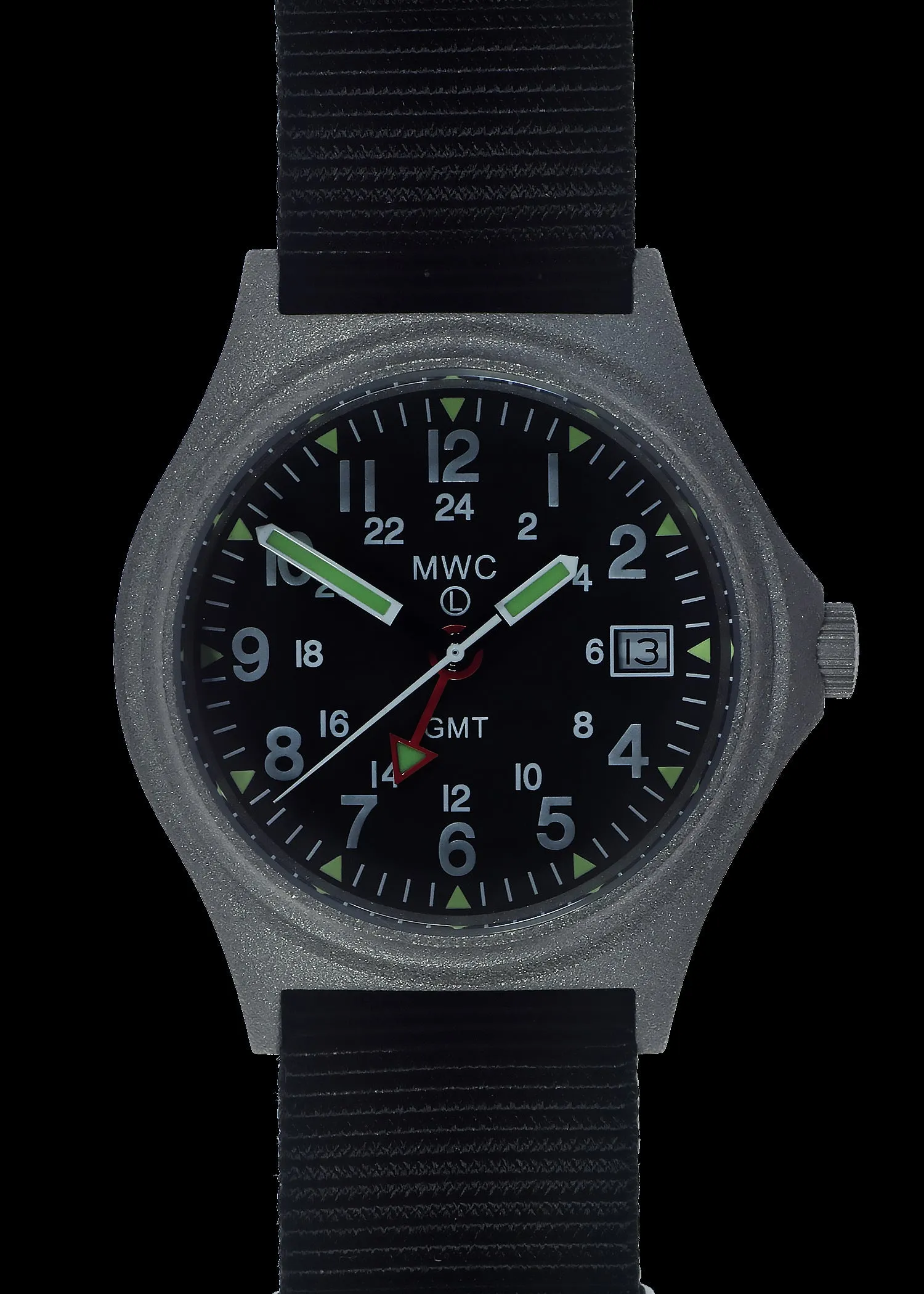 MWC GMT (Dual Time Zone) Water resistant Military Watch in Stainless Steel Case with Screw Crown