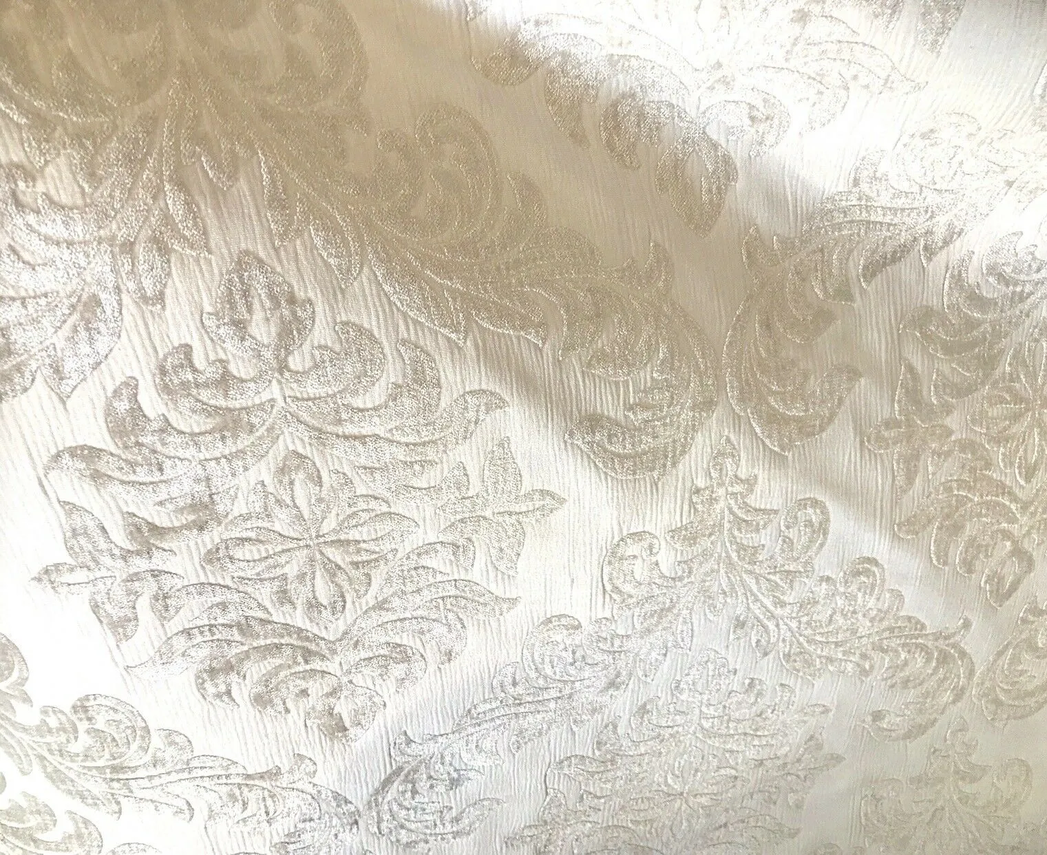 NEW Duke Albert Double Sided Burnout Chenille Velvet Fabric- Pearl-Upholstery Medallion Brocade