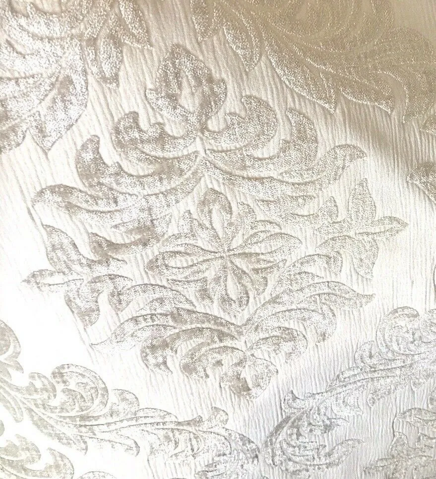 NEW Duke Albert Double Sided Burnout Chenille Velvet Fabric- Pearl-Upholstery Medallion Brocade