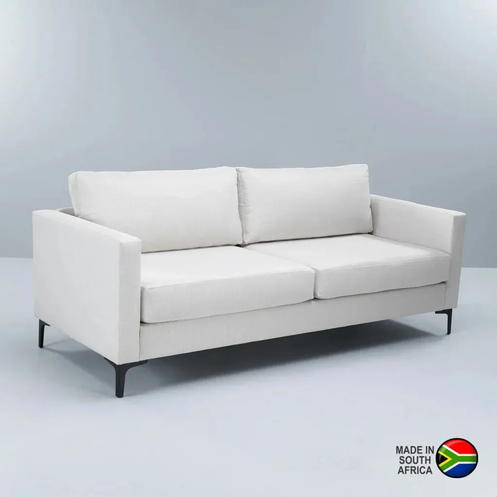 NINO FABRIC 3 SEATER COUCH - CREAM/BLACK LEG