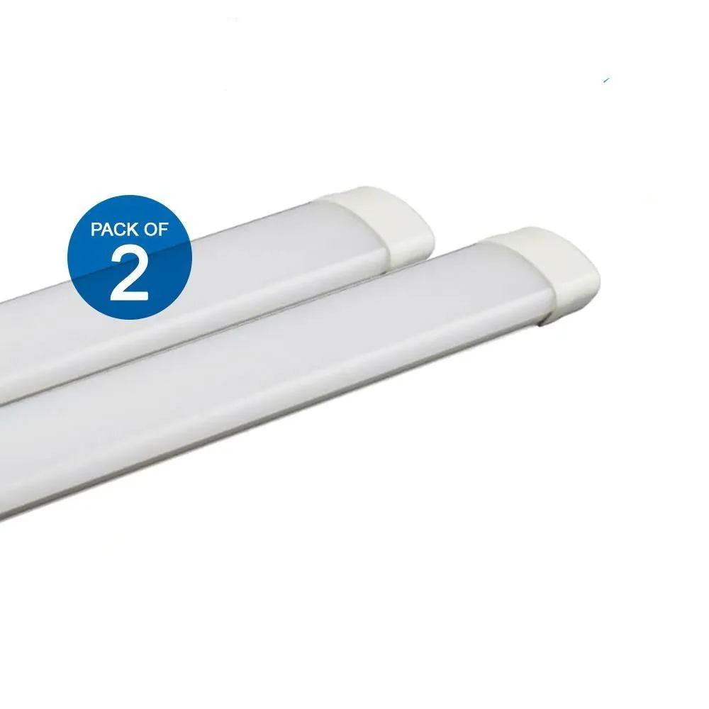 Pack of 2 18W LED Triproof Batten Tube Lights, 60cms, 6000K, IP65 Waterproof, No UV and IR Radiation, Super Bright Tube Light for Kitchen, Living Room, Bathroom, Office, etc.