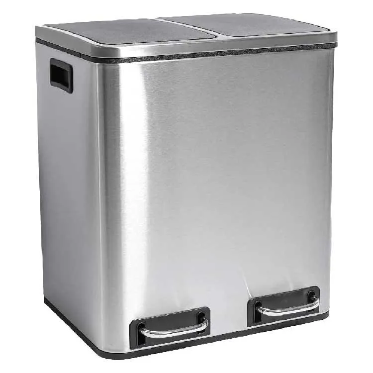 Soft Close Stainless Steel Double Trash Can - 48 Liters (12,7 Gallons)