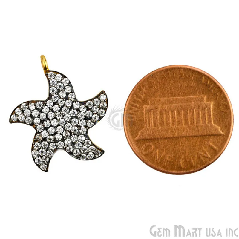 'Star' CZ Pave Gold Vermeil Charm for Bracelet & Pendants