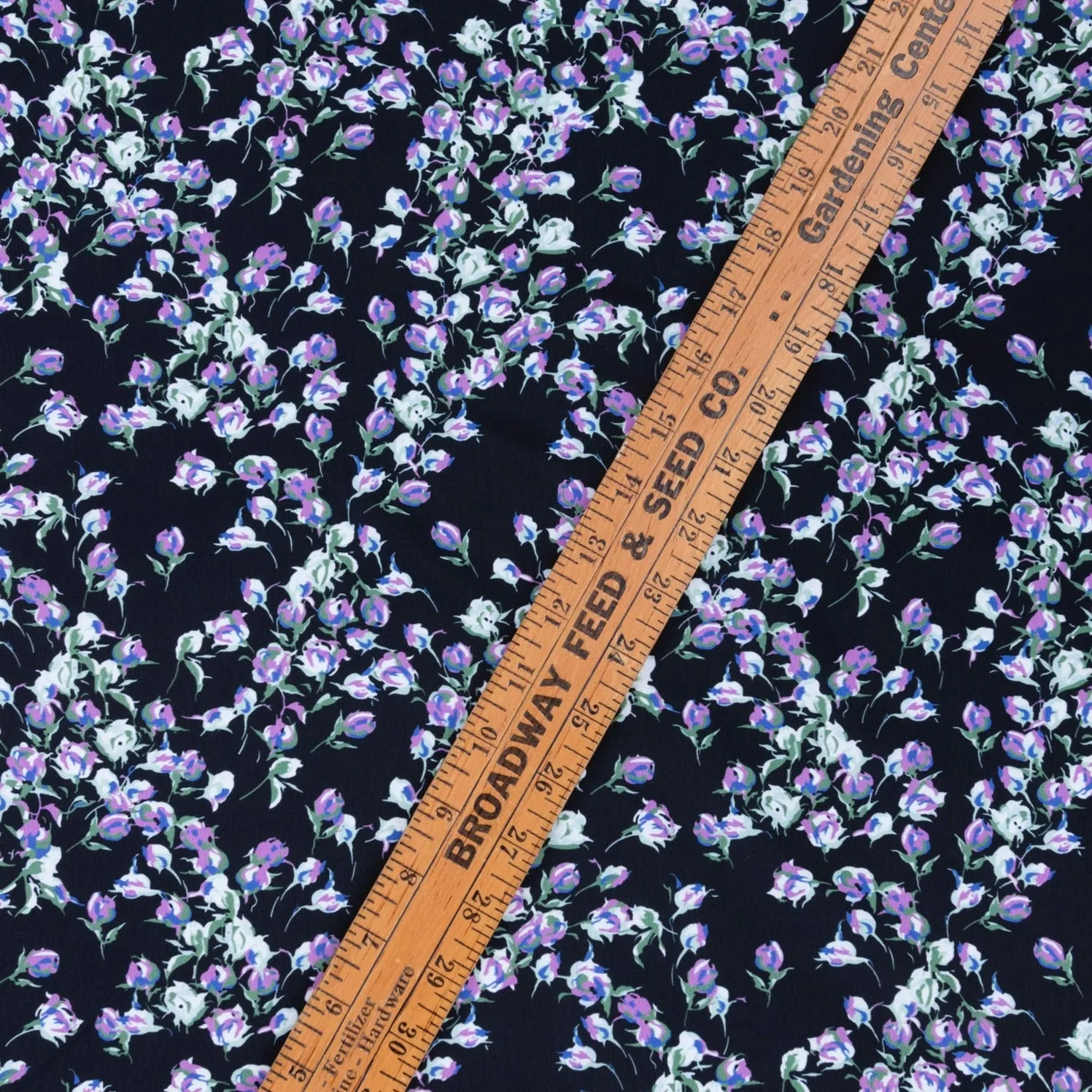 Tahari - Purple & Blue Bud Floral Tricot Nylon- 1/2 Yard