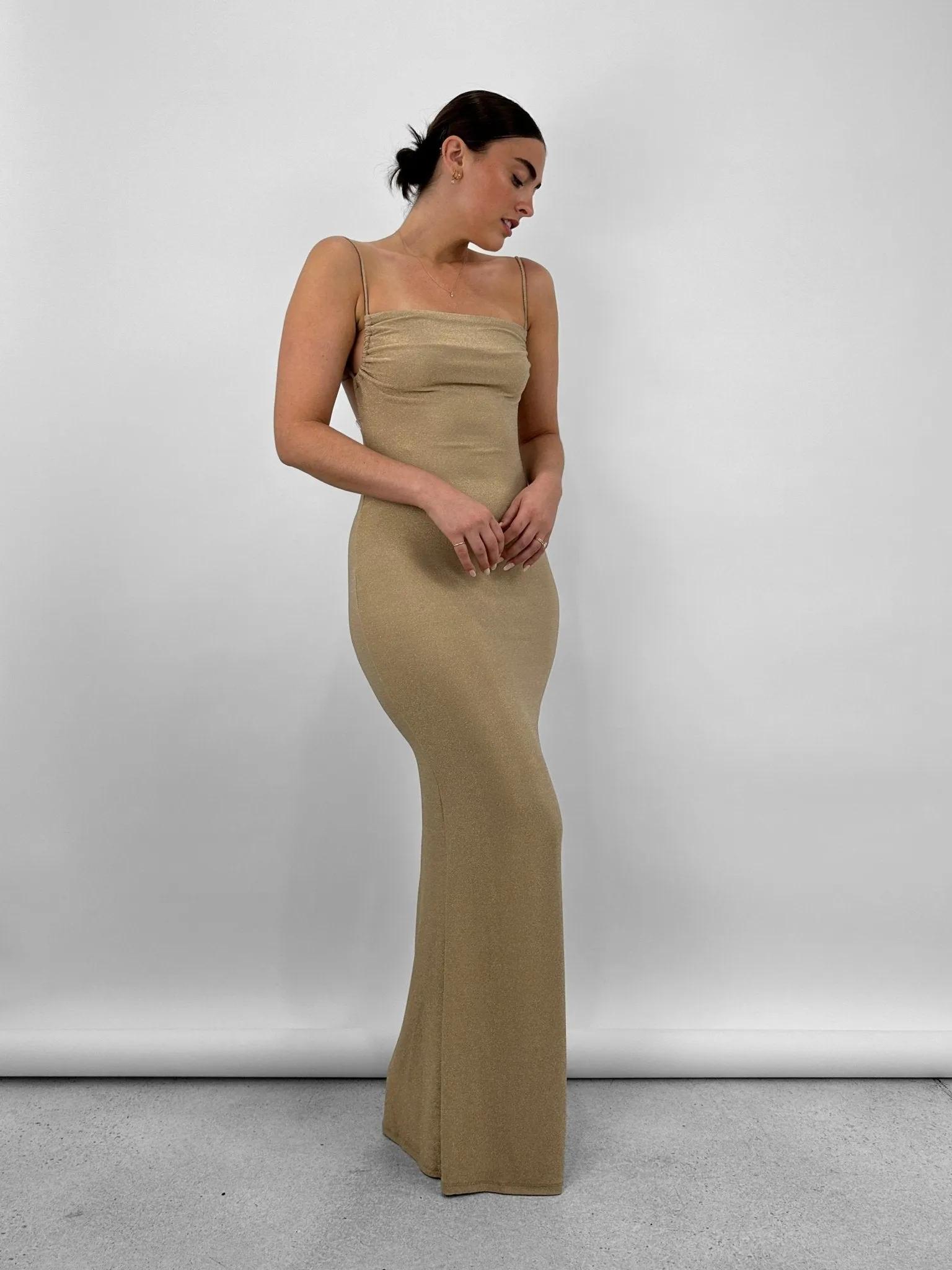 Tie Strap Shimmer Maxi Dress