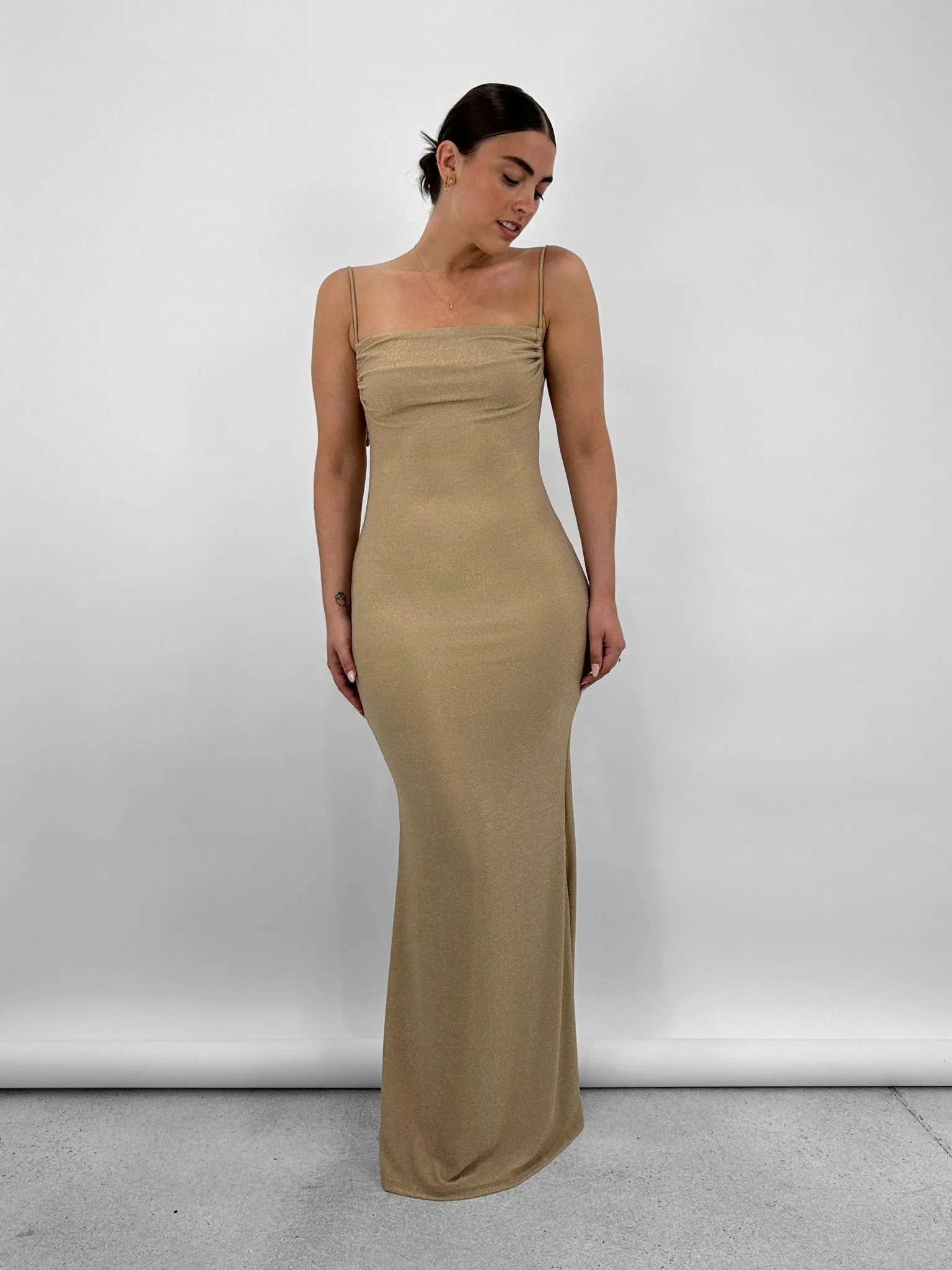 Tie Strap Shimmer Maxi Dress