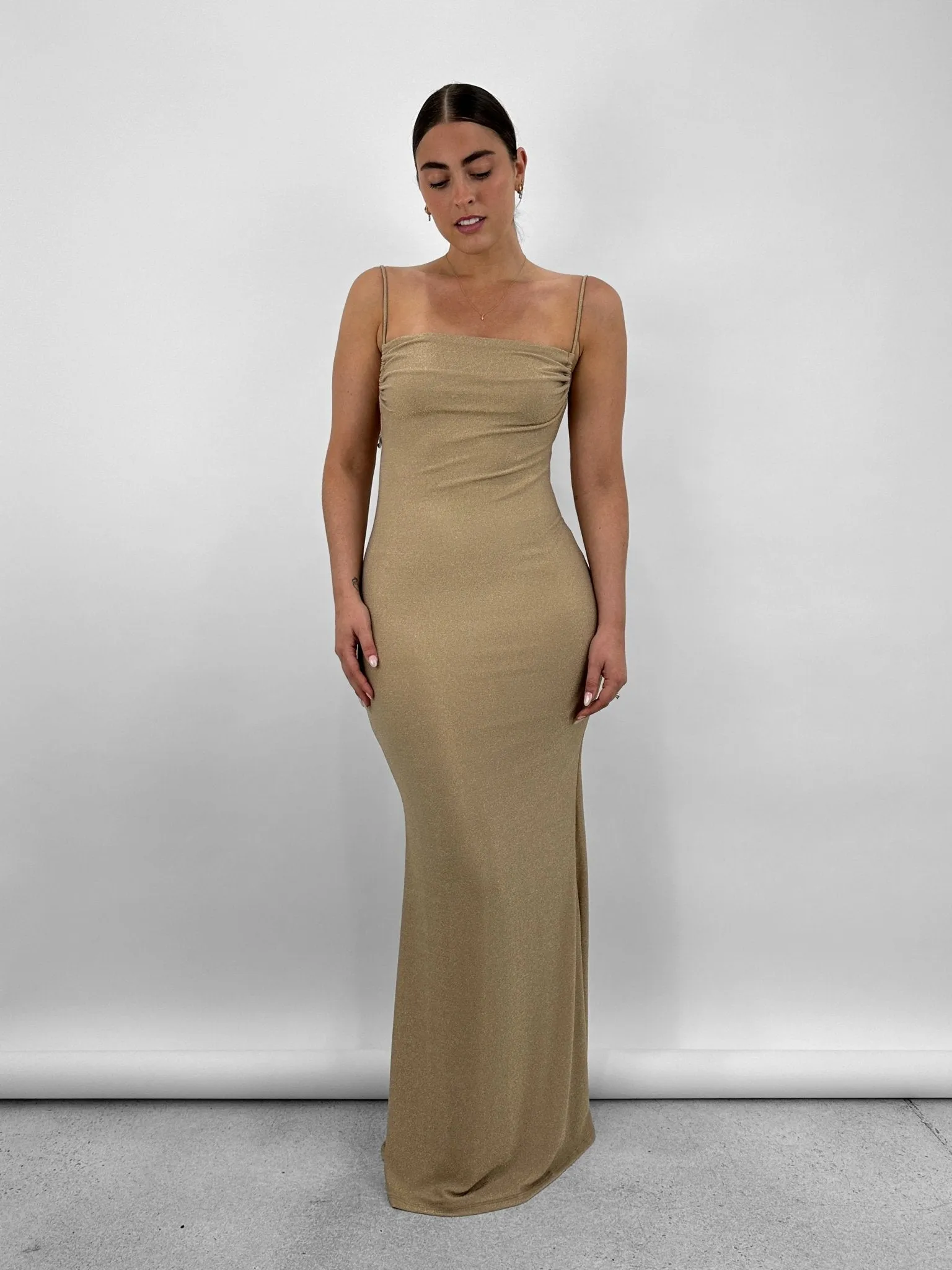 Tie Strap Shimmer Maxi Dress