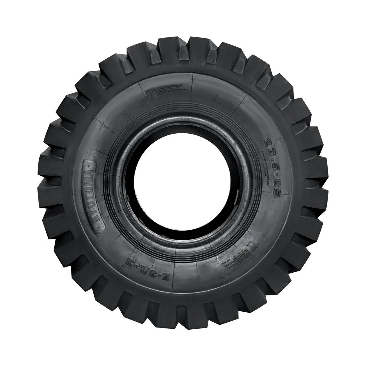 TMG Industrial 23-½” X 25” 24PR Wheel Loader Tire (E3/L3), Pneumatic Tubeless, 64” Outer Diameter, Wide Pattern Block Design, TMG-TR235