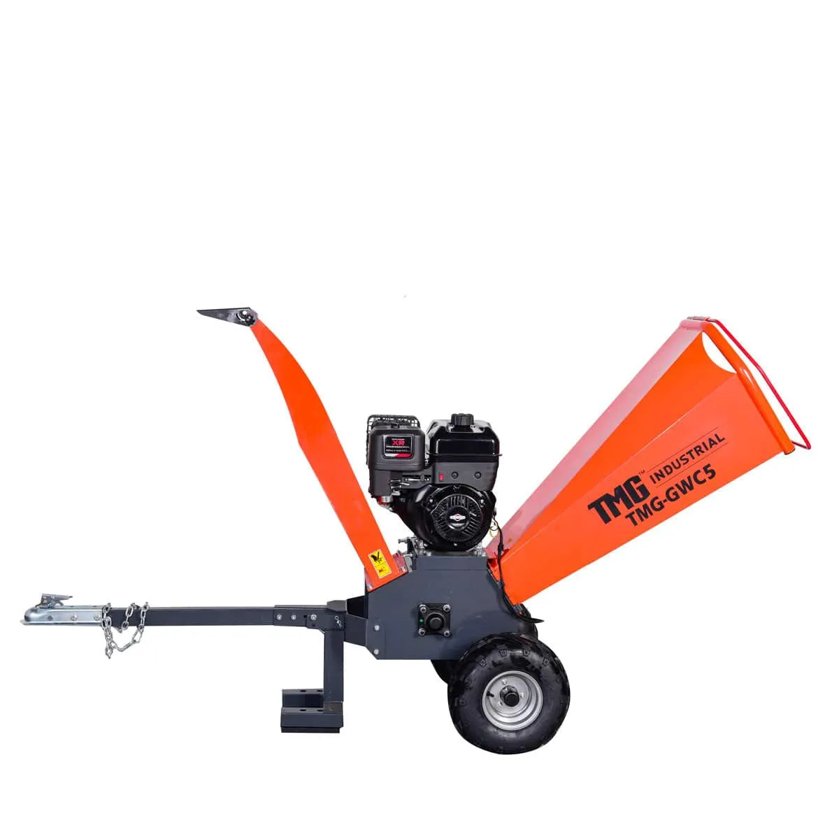 TMG Industrial 4-3/4” Wood Chipper Powered by 13.5 HP Briggs & Stratton Engine, ATV Tow-Behind, 12'' Reversible Blade, Dual Belt Drive, TMG-GWC5