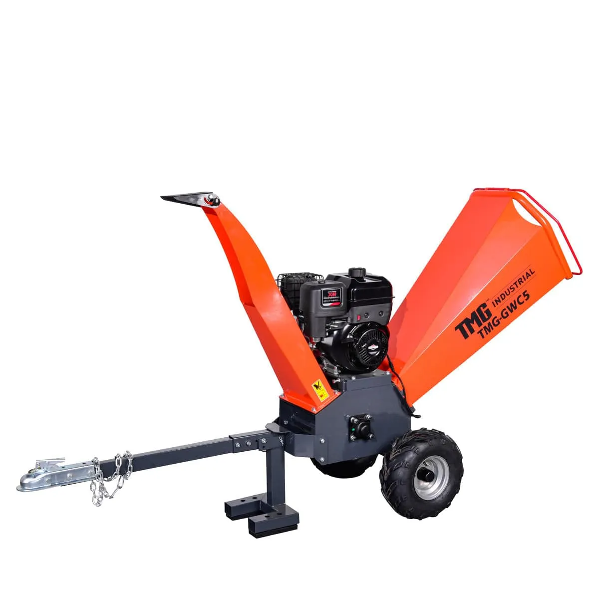 TMG Industrial 4-3/4” Wood Chipper Powered by 13.5 HP Briggs & Stratton Engine, ATV Tow-Behind, 12'' Reversible Blade, Dual Belt Drive, TMG-GWC5