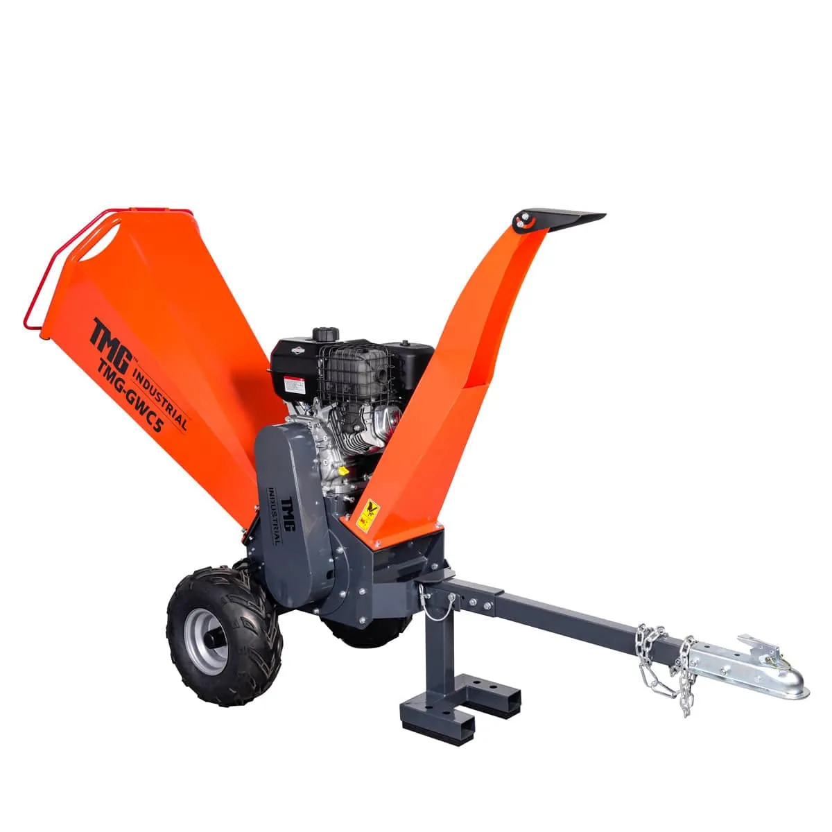 TMG Industrial 4-3/4” Wood Chipper Powered by 13.5 HP Briggs & Stratton Engine, ATV Tow-Behind, 12'' Reversible Blade, Dual Belt Drive, TMG-GWC5