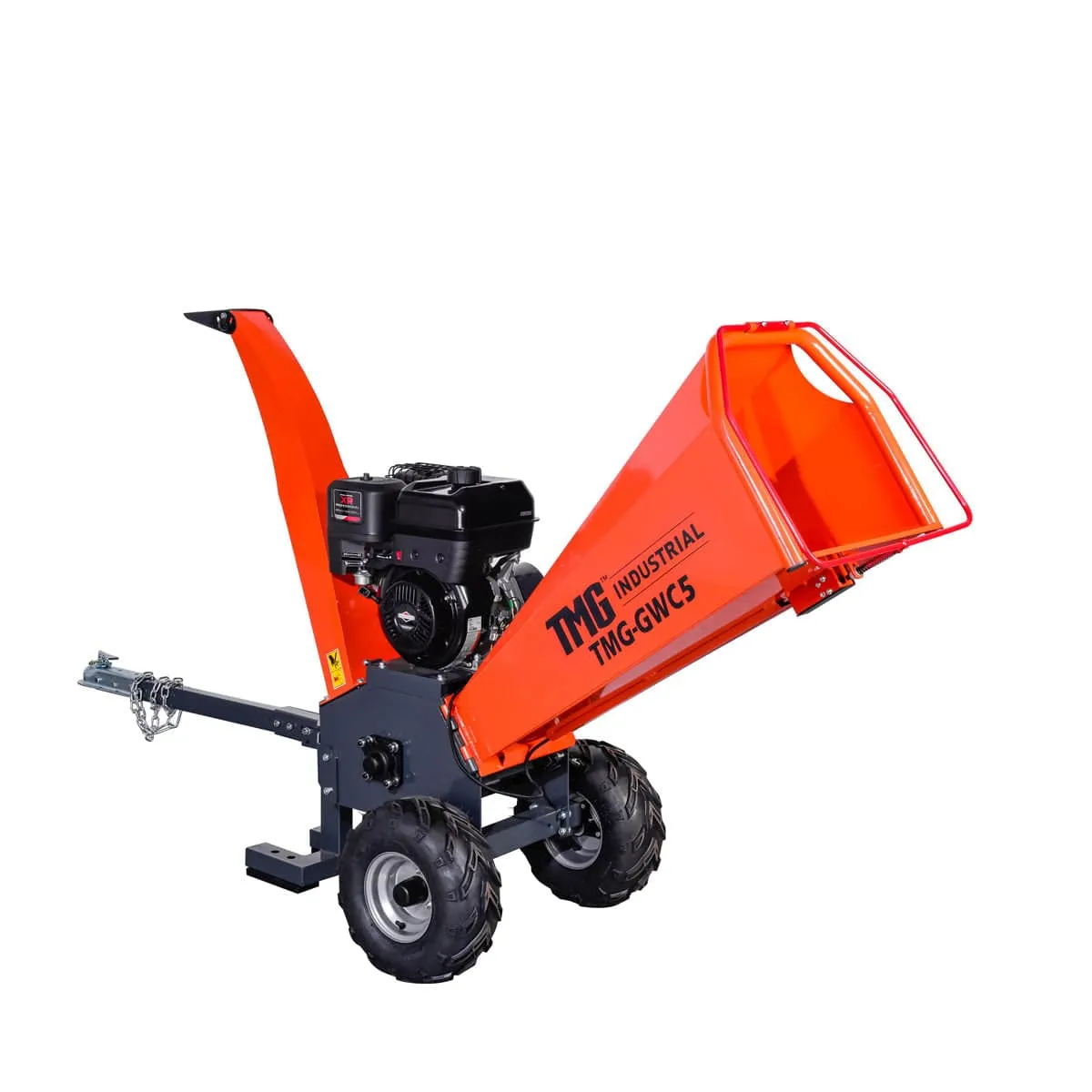 TMG Industrial 4-3/4” Wood Chipper Powered by 13.5 HP Briggs & Stratton Engine, ATV Tow-Behind, 12'' Reversible Blade, Dual Belt Drive, TMG-GWC5