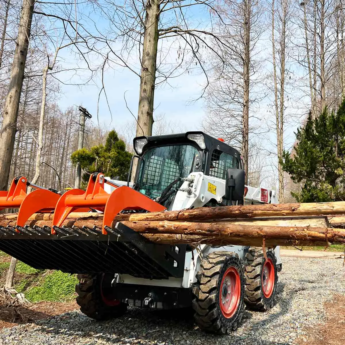 TMG Industrial 84” Skid Steer Skeleton Grapple Attachment, Universal Mount, 34” Arm Opening, 3” Tine Spacing, 2600 lb Weight Capacity, TMG-SG85