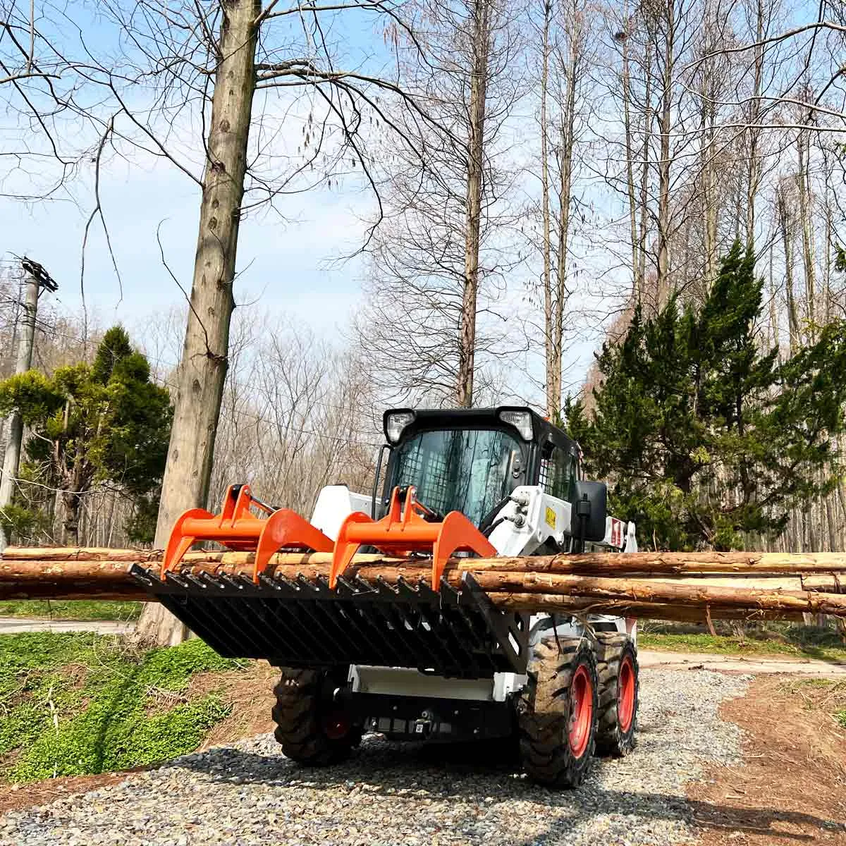 TMG Industrial 84” Skid Steer Skeleton Grapple Attachment, Universal Mount, 34” Arm Opening, 3” Tine Spacing, 2600 lb Weight Capacity, TMG-SG85